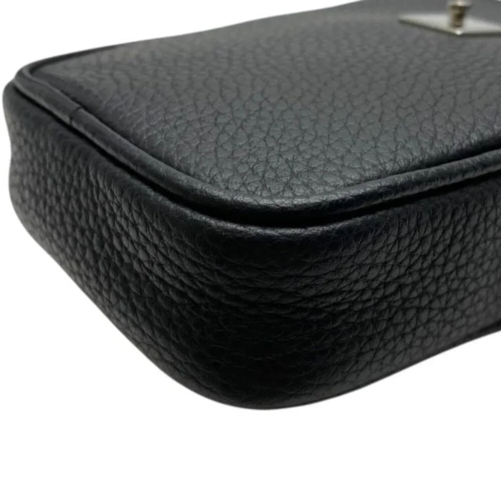 Christian Dior Pouch Small Bag Coin Case Leather Logo Black